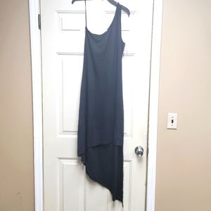 Michael Kors one shoulder, sleeveless, hi-lo, knit, black dress